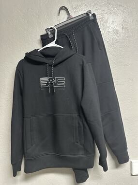 American Eagle Black Sweatsuit Set Hoodie Xs Jogger Pants Xs
